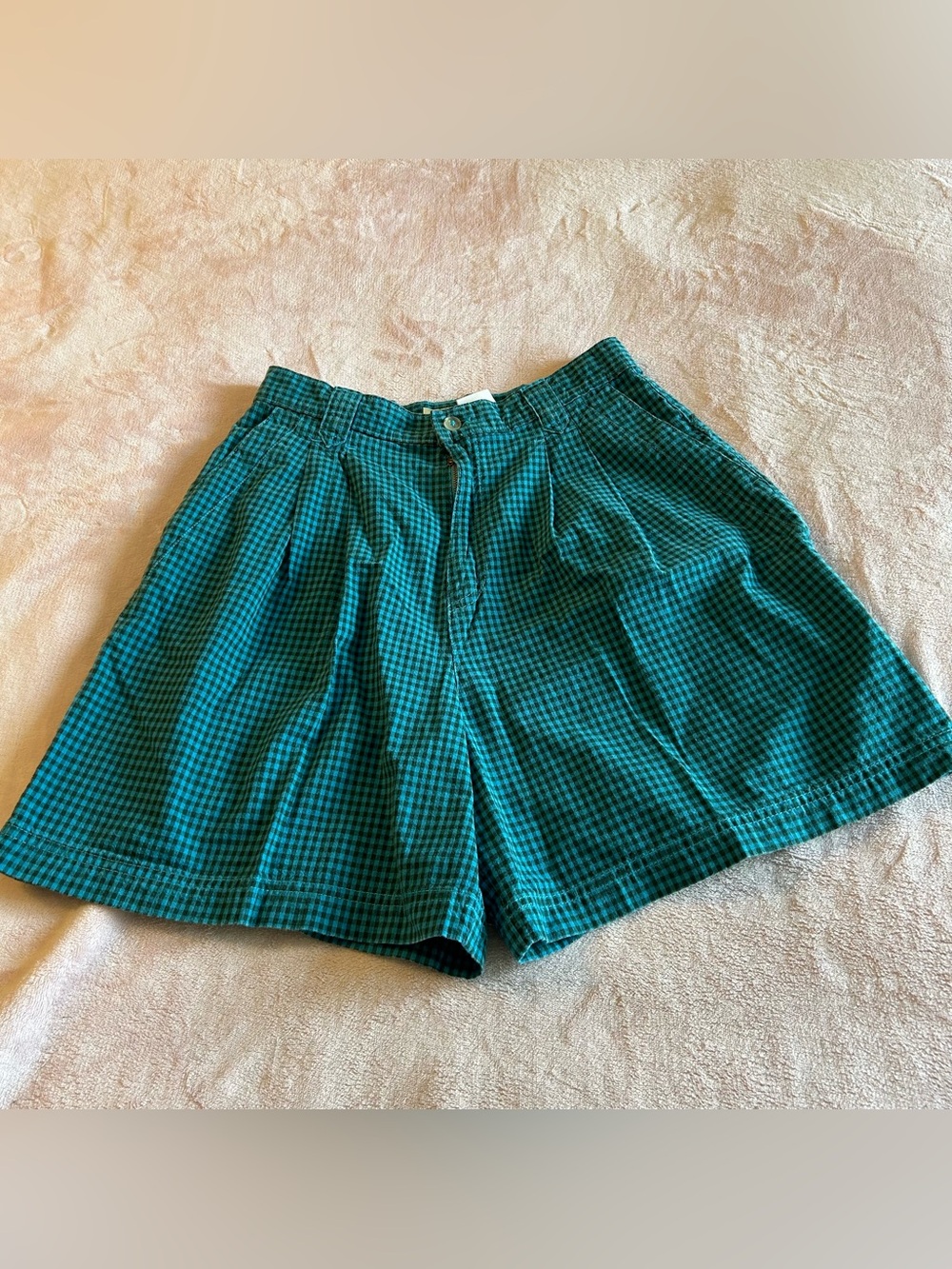 Partners vintage 80s/90s blue black plaid super high rise pleated shorts size 10